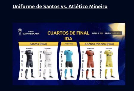 Uniformes para Santos x Atlético na Sul-Americana • Divulgação/Conmebol