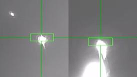 Visão infravermelha de arma após disparo de projétil contra jato F-15 saudita em 16 de setembro de 2026