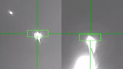 Visão infravermelha de arma após disparo de projétil contra jato F-15 saudita em 16 de setembro de 2026