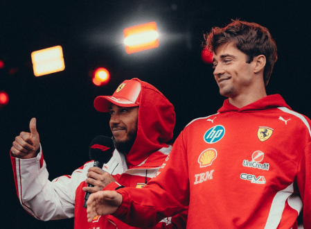 Lewis Hamilton e Charles Leclerc, pilotos da Ferrari