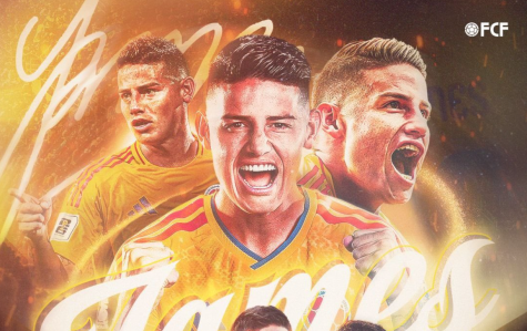 James Rodríguez em arte de divulgação da Seleção Colombiana