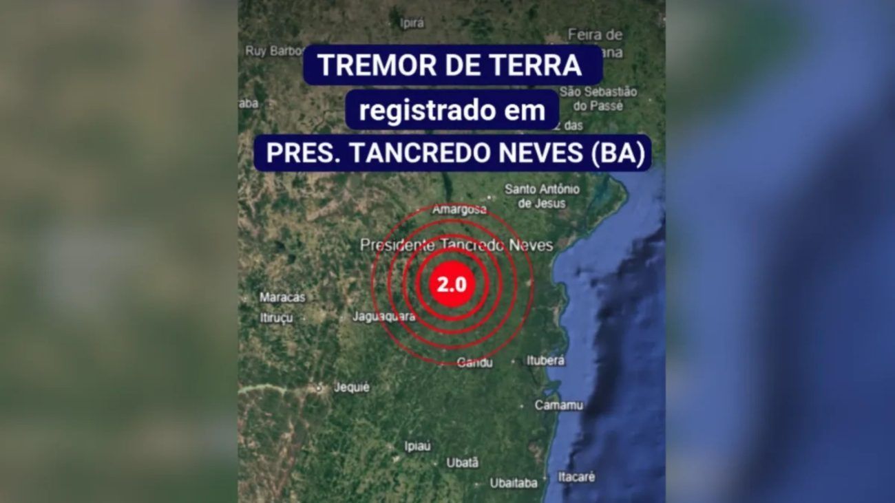 Tremor de terra atinge cidade na Bahia; é o segundo registrado no estado neste mês