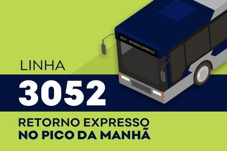 Linha de ônibus 3052 passa a ter viagens sem paradas no pico da manhã a partir desta quinta (1º)