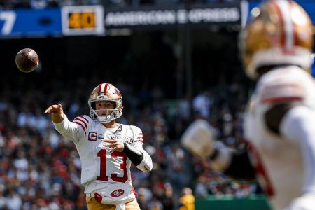 Brock Purdy em Los Angeles Rams x San Francisco 49ers, na Austrália