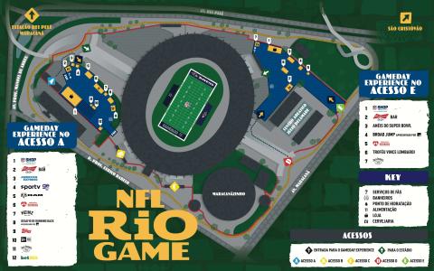 Mapa de ativações da NFL no Maracanã • Divulgação/NFL