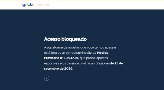 Site das bets amenhaceram com essa mensagem após a saída do ar • Reprodução