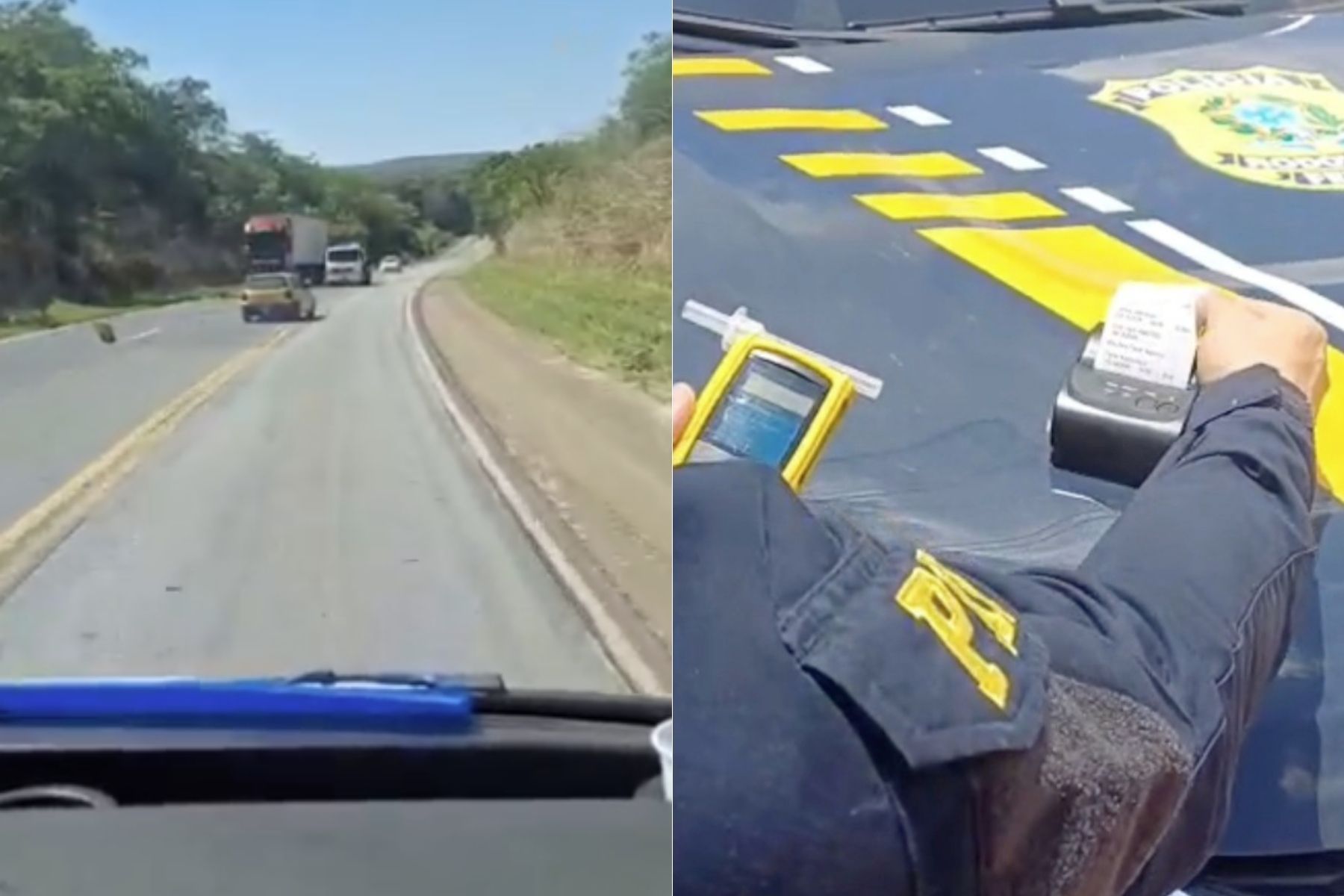 Vídeo: motorista bêbado invade contramão na BR-040, quase bate em carreta e é preso pela PRF