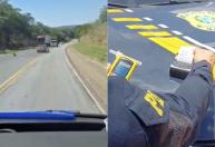 Vídeo: motorista bêbado invade contramão na BR-040, quase bate em carreta e é preso pela PRF