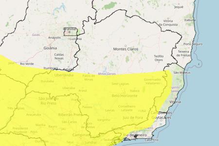 Tempestade e granizo em MG: veja lista das 646 cidades sob alerta nesta quinta (22) • Reprodução/ Inmet