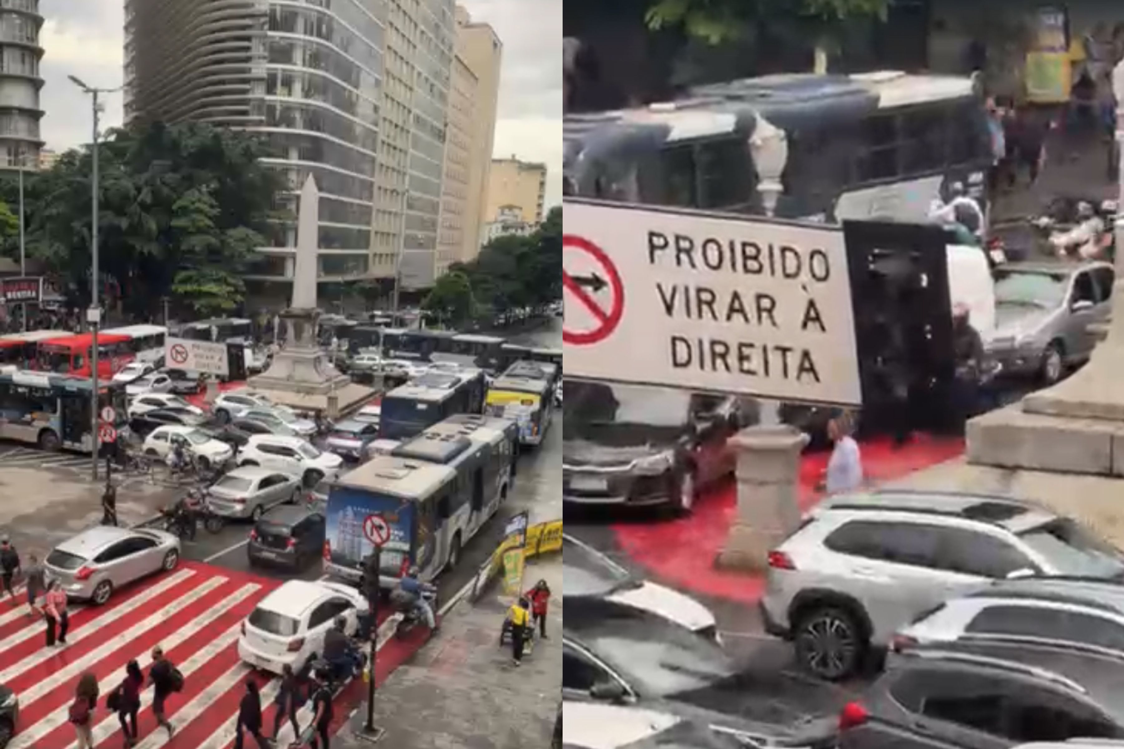 Vídeo: pane em semáforos provoca congestionamento caótico na Praça Sete, em BH