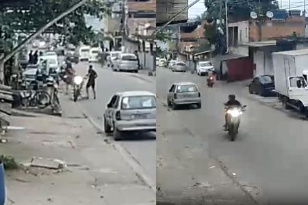 Câmera registra chegada e fuga de dupla suspeita de matar irmãos em barbearia no RJ