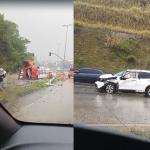 Vídeo: picape invade a pista contrária, bate em carros e capota na Via Expressa, em BH