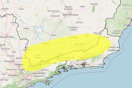 Tempestade e granizo em MG: veja lista das 184 cidades sob alerta nesta quinta (8) • Reprodução/ Inmet