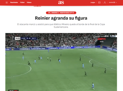 Matéria do Diario As exalta Reinier, do Atlético • Reprodução / Diario As