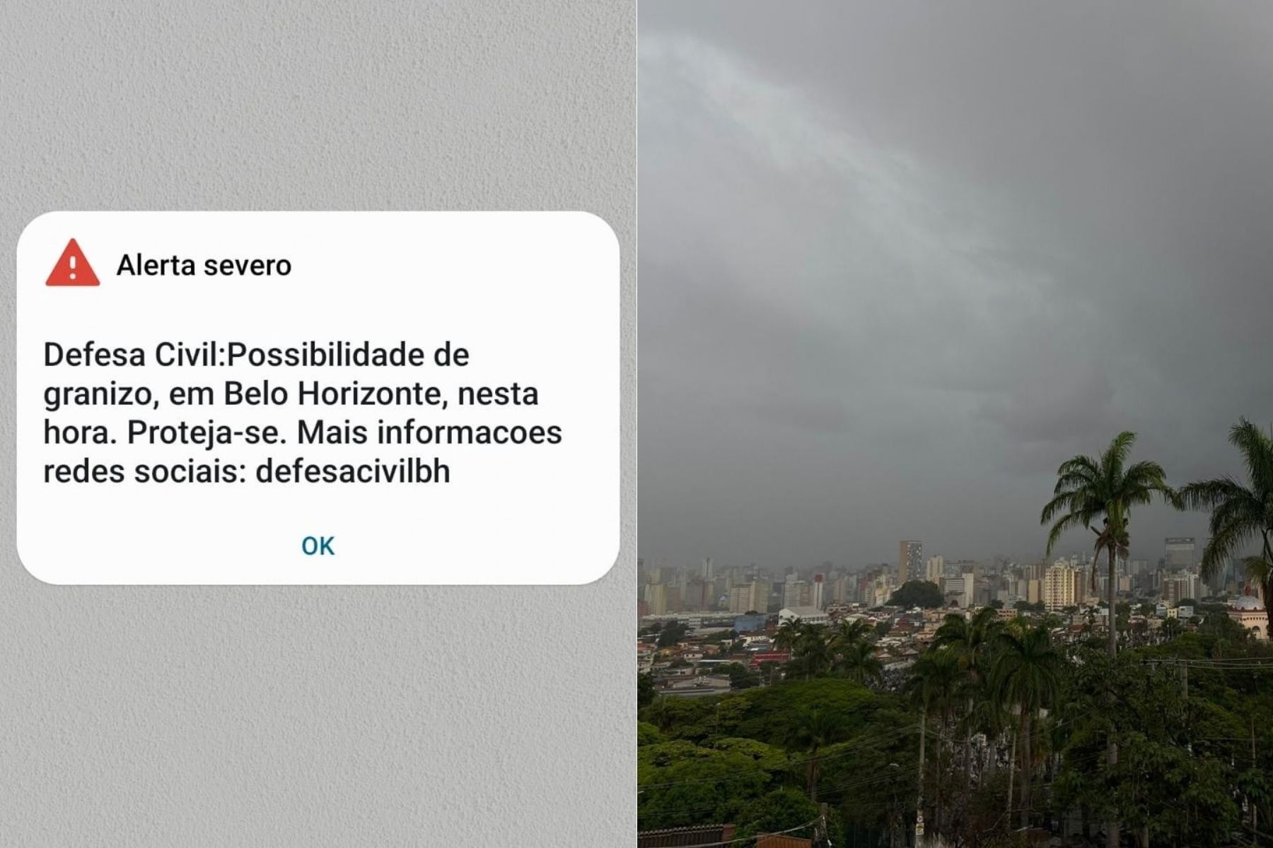 Após dias de muito calor, Defesa Civil emite alerta severo de granizo para BH; veja previsão