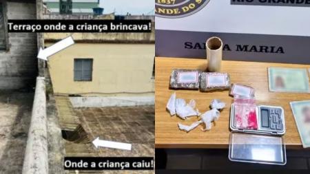 Menino de 10 anos cai de prédio no RS; mãe e padastros são presos por tráfico de drogas