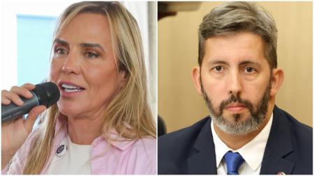 Celina Leão (PP) à esquerda da imagem e Leandro Grass (PT) à direita da imagem.