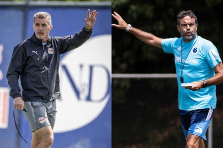 Vagner Mancini, técnico do RB Bragantino, e Artur Jorge, técnico do Cruzeiro