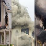 Incêndio atinge Igreja Matriz de Treze de Maio, em Santa Catarina