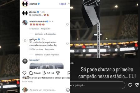 Gabigol comentou a publicação do Atlético e ainda reposto nos stories • Reprodução/Instagram