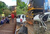 Colisão entre carro e trem deixa um morto e outro ferido em estado grave em Juiz de Fora