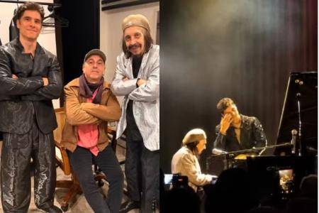 Rodrigo Vellozo ao lado Zeca Baleiro e do pai, Benito Di Paula.