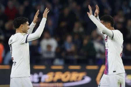 Paris Saint-Germain comemora gol contra LE Havre pela Ligue 1, o Campeonato Francês