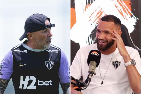Técnico Jorge Sampaoli e Everson, goleiro do Atlético