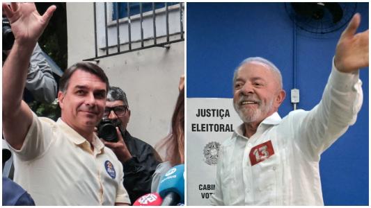 Flávio Bolsonaro e Lula durante votação deste domingo