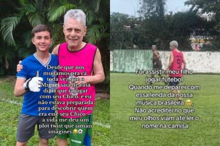 Chico Buarque e Miguel durante pelada
