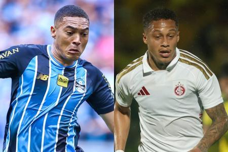 Carlos Vinícius, do Grêmio, e Vitinho, do Internacional