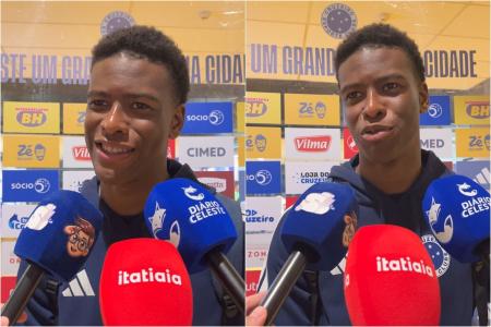 Jonathan Jesus, do Cruzeiro, durante zona mista após vitória contra o Remo