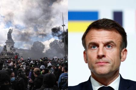 Manifestantes se reúnem durante um protesto contra o "alto custo de vida" na Praça da República, em Paris, em 17 de outubro de 2026, como parte de uma mobilização nacional que reúne diversos grupos expressando sua indignação