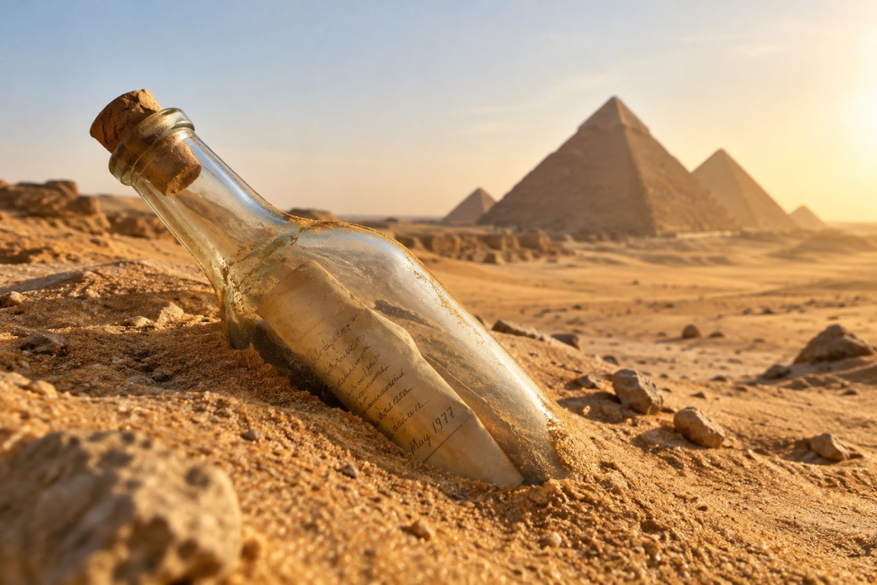 Garrafa com bilhete de 1977 é encontrada no deserto do Egito e mobiliza buscas