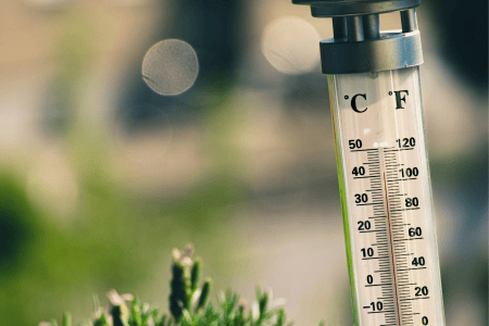 Termômetro marca temperatura de 40 graus Celsius.