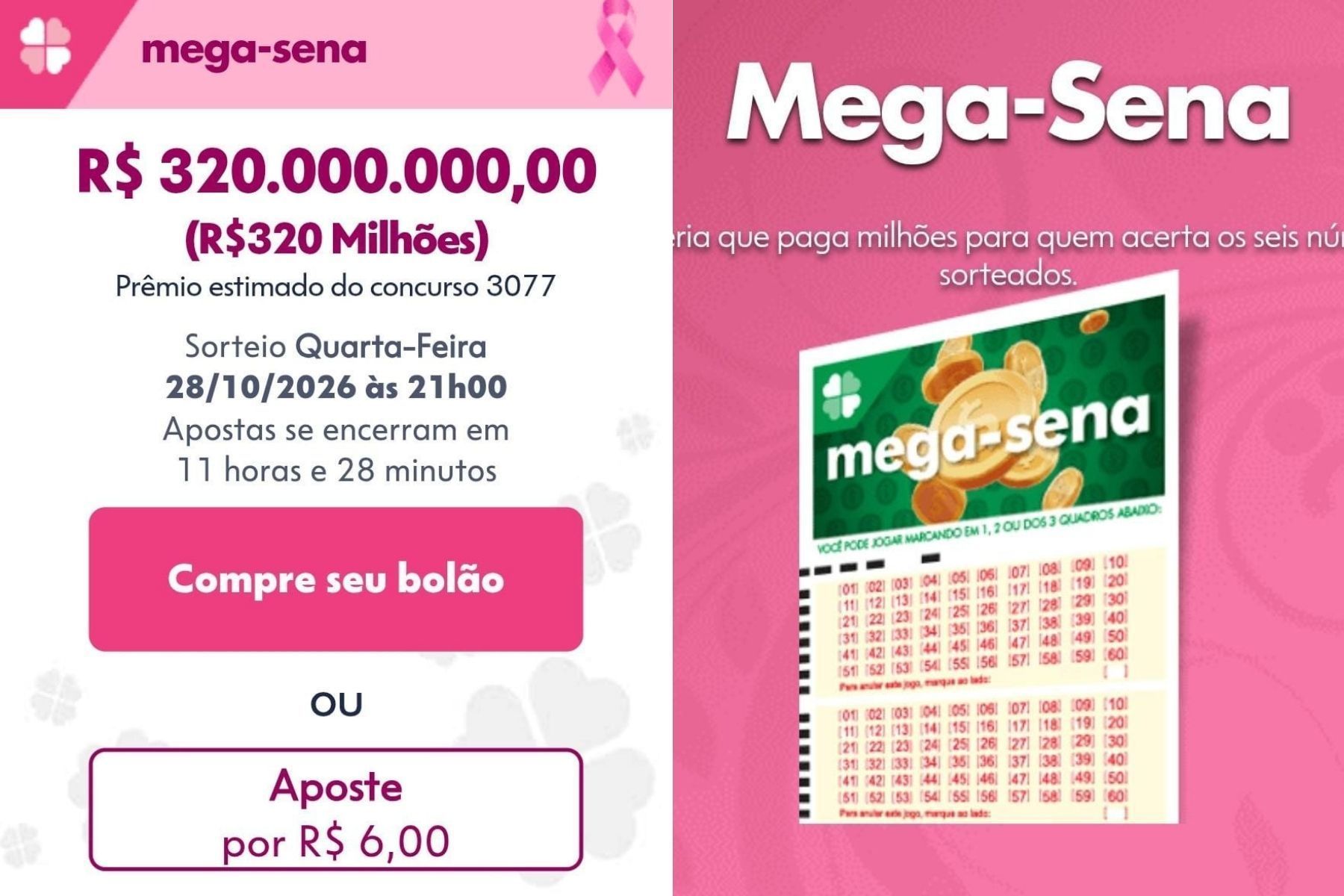 Mega-Sena de R$ 320 milhões: 'bolão da galera' tem 392 combinações e jogos de 10 dezenas