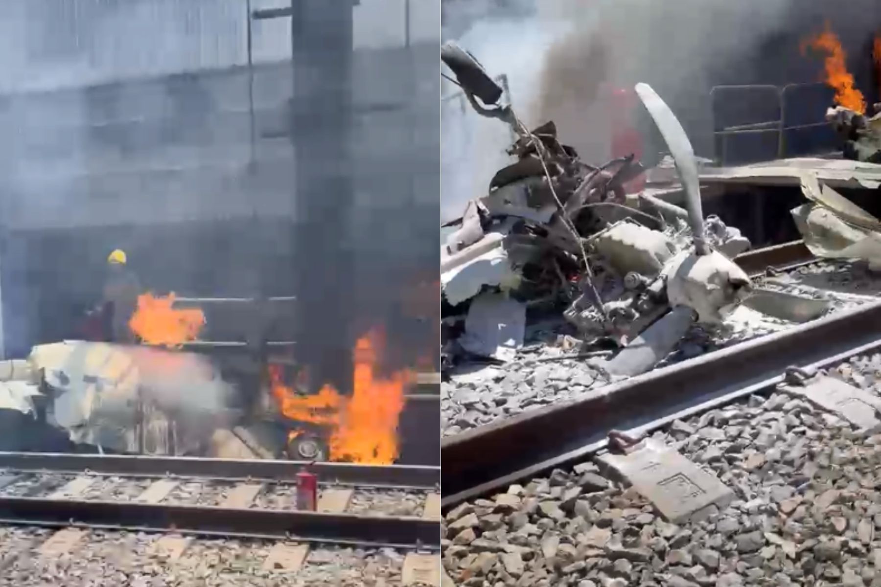 Vídeo mostra incêndio após avião cair em trilhos de estação de Metrô em BH