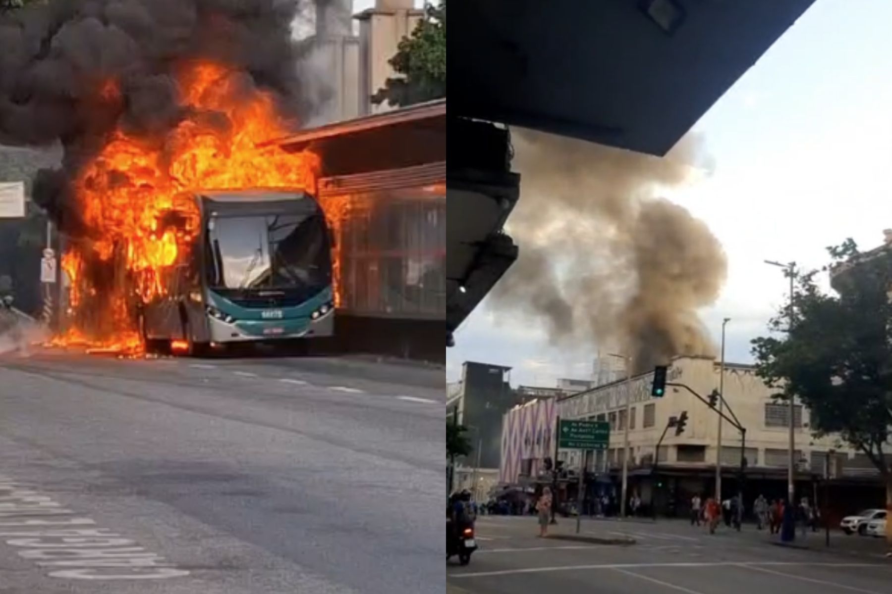 Vídeo: ônibus do move pega fogo e mobiliza bombeiros no Centro de BH