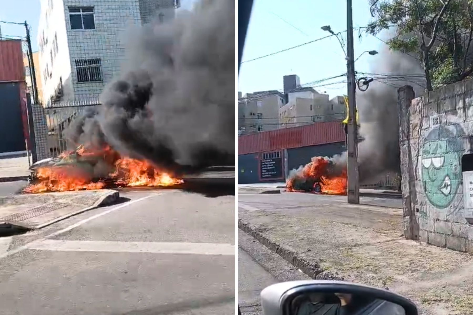 Vídeo: carro pega fogo no bairro Padre Eustáquio, em BH