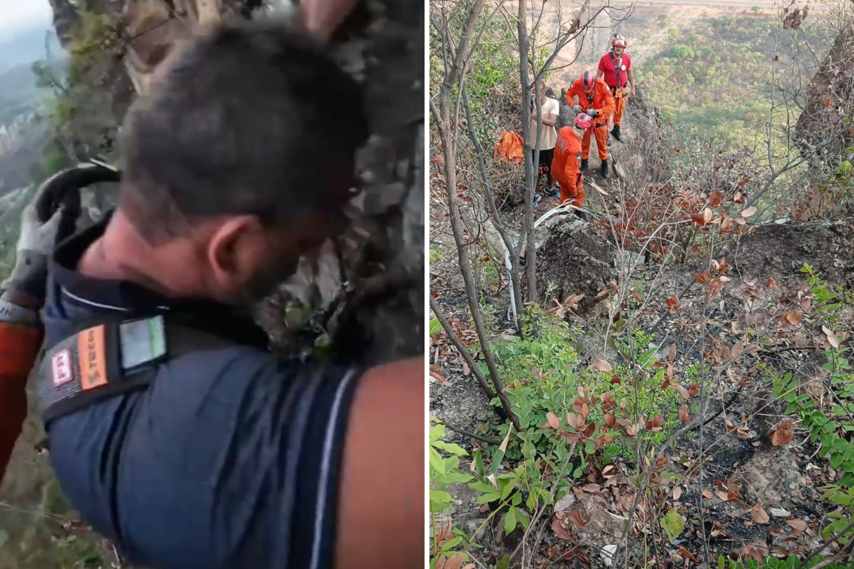 Turista escorrega ao tentar tirar foto e fica preso em penhasco de 70 m em Tocantins