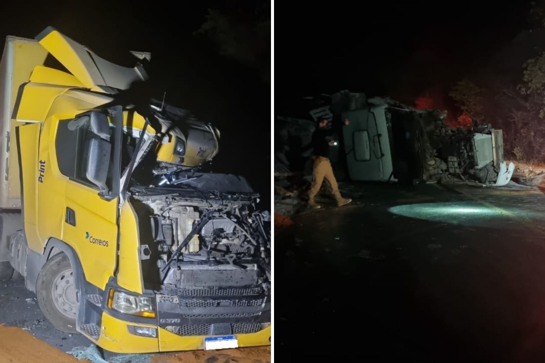 Batida entre carretas deixa feridos na BR-251, em MG