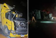 Batida entre carretas deixa feridos na BR-251, em MG
