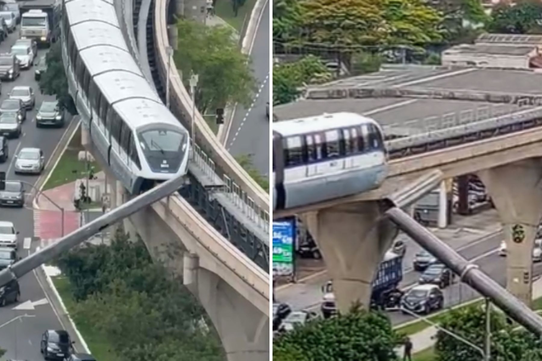 Veja momento em que trem bate em guindaste na Linha 15-Prata em SP