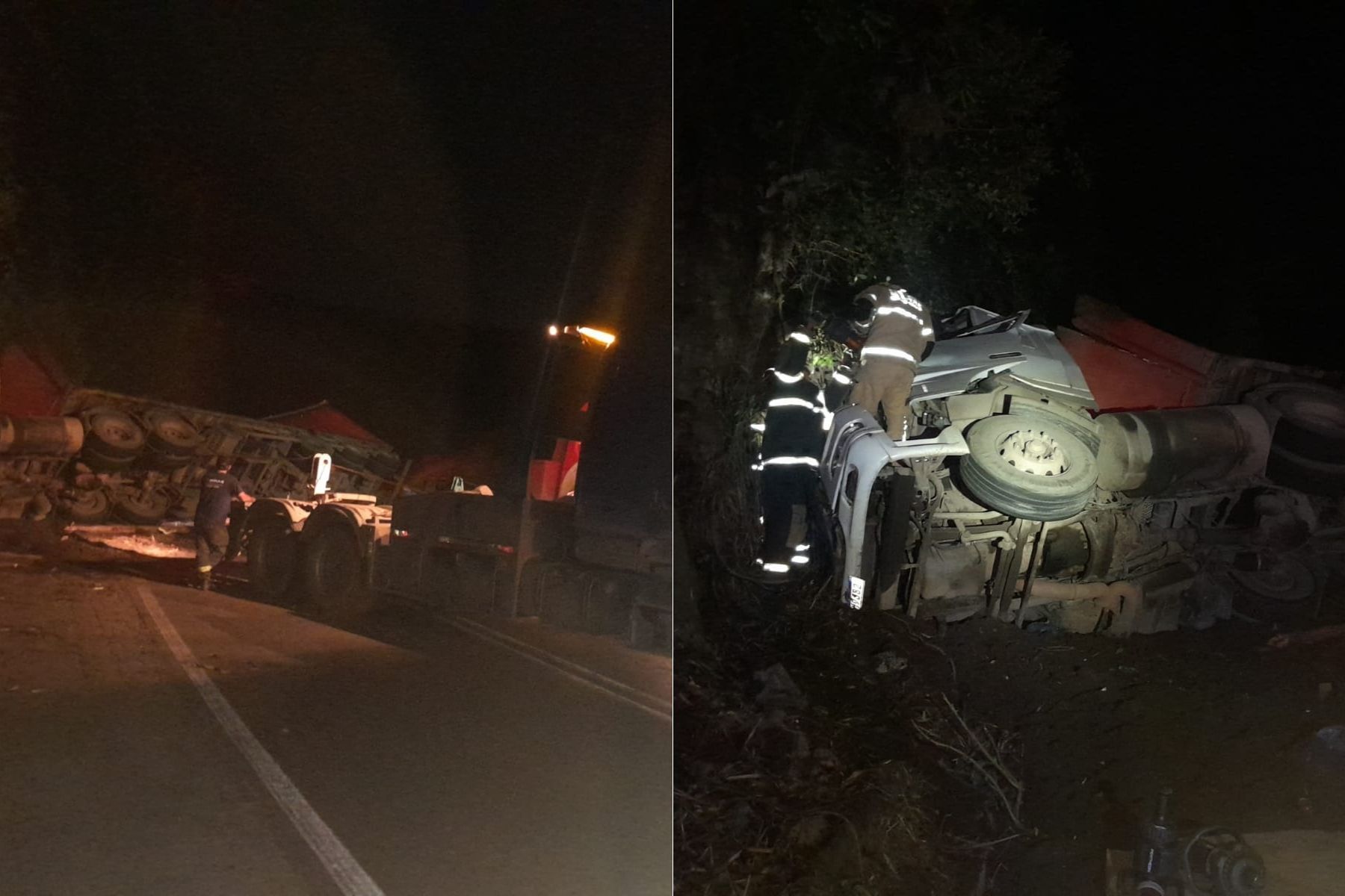 Motorista morre após carreta carregada com fraldas tombar na BR-262, em MG