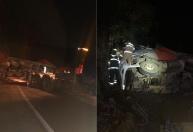 Motorista morre após carreta carregada com fraldas tombar na BR-262, em MG