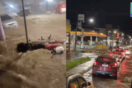 Chuva forte provoca alagamento em BH