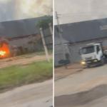 Incêndio atinge galpão em Ribeirão das Neves, na Grande BH; veja vídeo