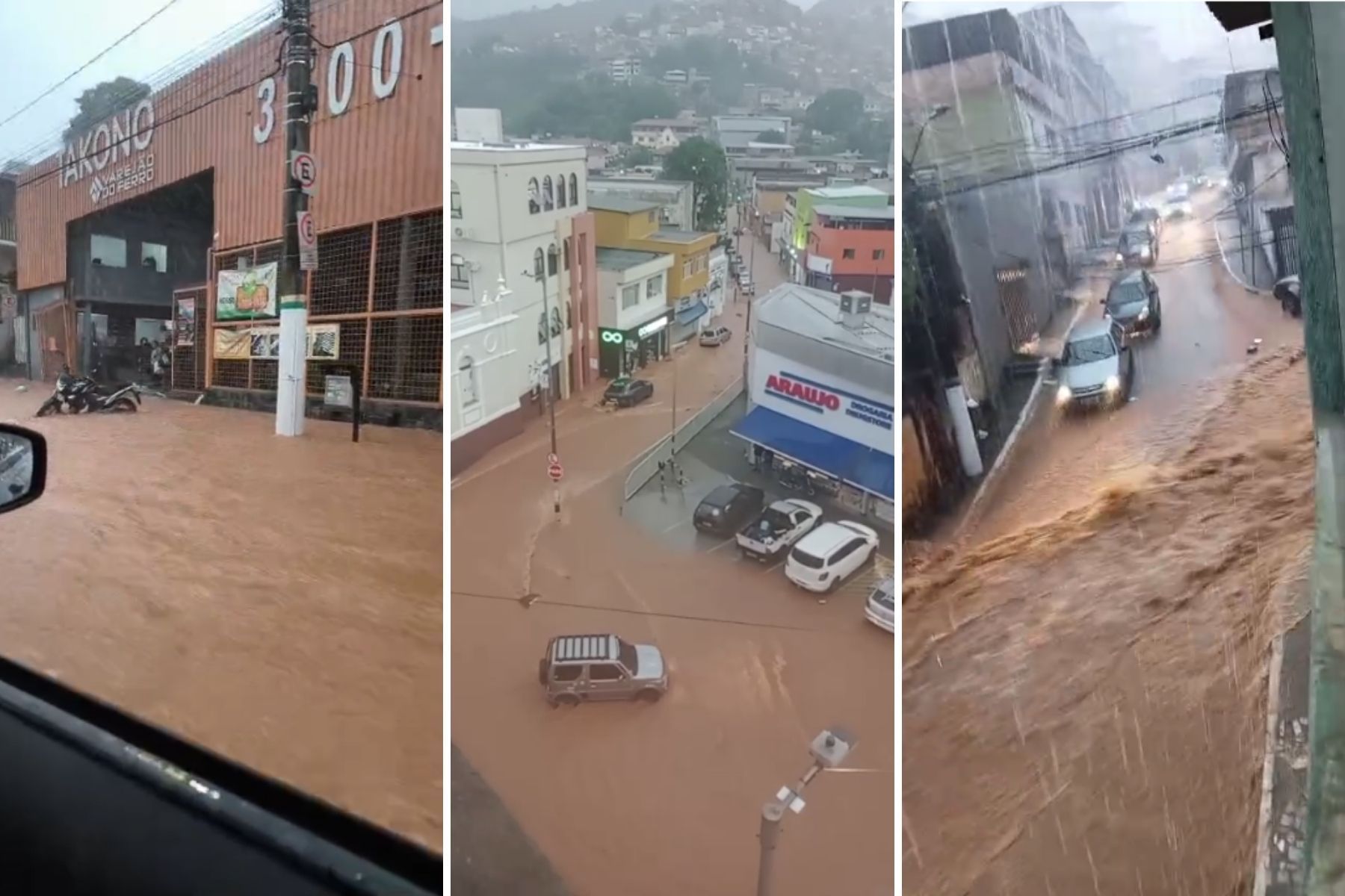 Ruas de Nova Lima, na Grande BH, têm alagamentos após temporal; veja vídeos