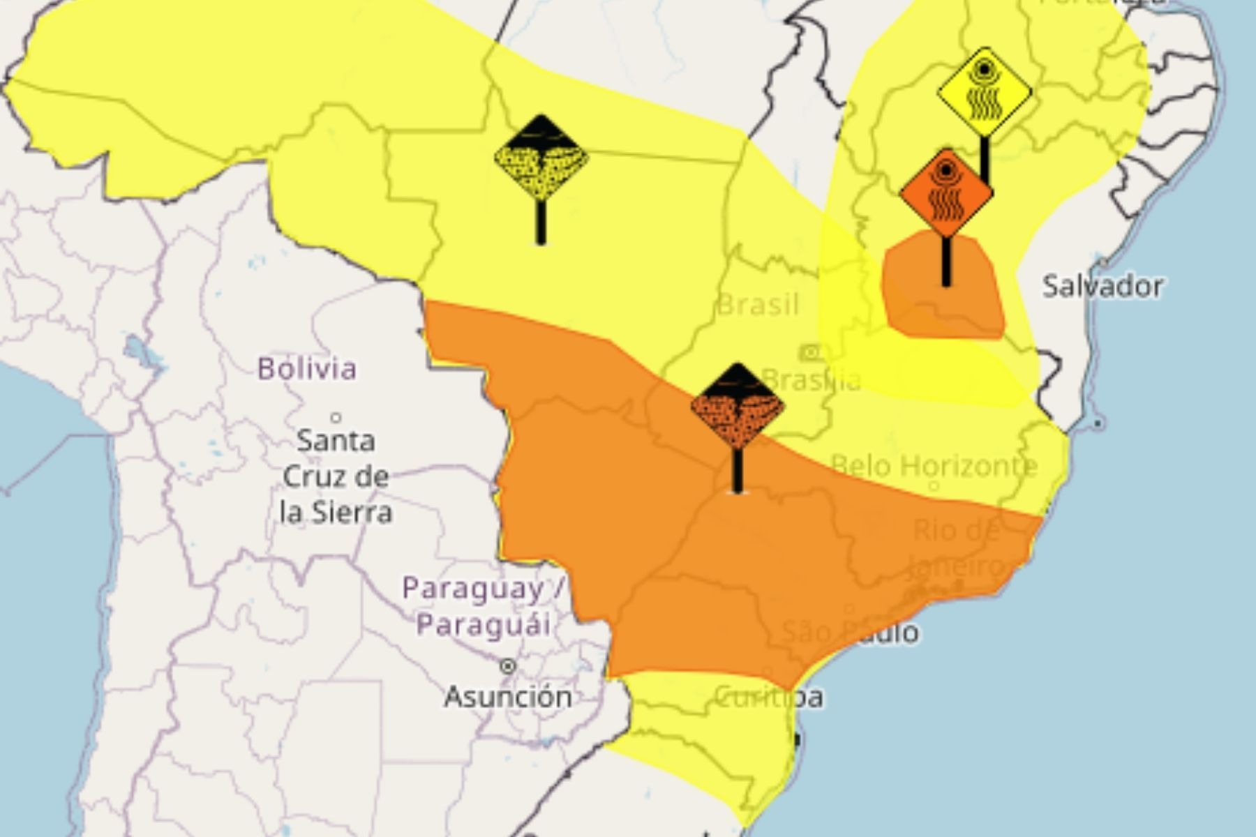 Inmet emite alerta de tempestade com ventos de até 100 km/h em 8 estados