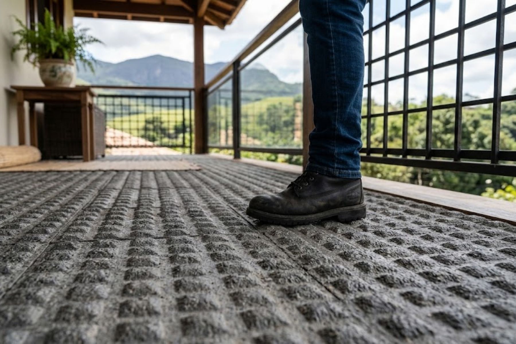 Morador descobre qual classificação de piso antiderrapante protege crianças na varanda